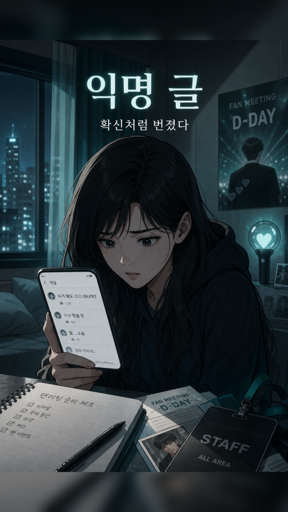 팬미팅을 하루 앞두고 익명 커뮤니티에 올라온 사진과 글 - 탐정 의뢰 - 팬미팅을 하루 앞두고 익명 커뮤니티에 오래된 사진과 글이 올라왔습니다 관련 이미지