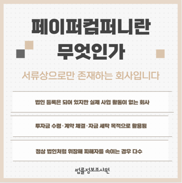 법인 설립 이력·페이퍼컴퍼니 여부, 탐정이 밝혀내는 방법 - 문제는 겉모습만 봐서는 구분이 안 된다는 것입니다 관련 이미지