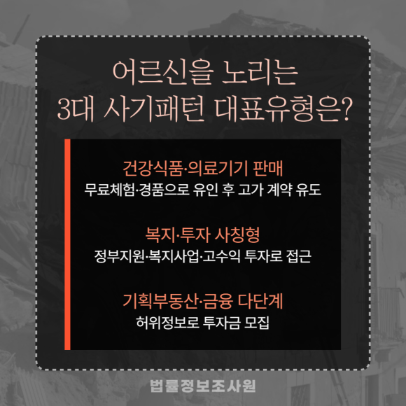 어르신 사기 주요 유형과 피해 예방·대처법, 탐정이 알려드립니다 - 고령화 사회가 되며 이에 맞게 범죄 수법도 늘고 있습니다 관련 이미지