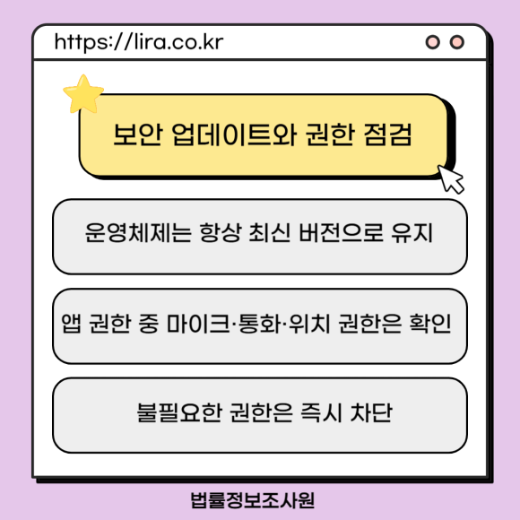 핸드폰 도청방지 위해 이것부터 확인하세요 - 도청 피해는 대체로 스파이앱·악성앱을 통해 시작됩니다 관련 이미지