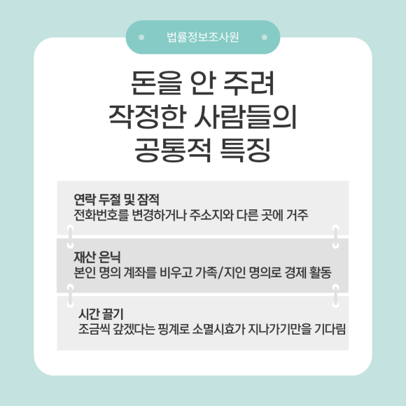 변호사 맡기긴 애매한 소액 추심! 탐정사무소가 해결의 실마리를 찾습니다 - 수백만 원대의 소액 채권은 법적 절차를 밟기에 기회비용이 너무 큽니다 관련 이미지