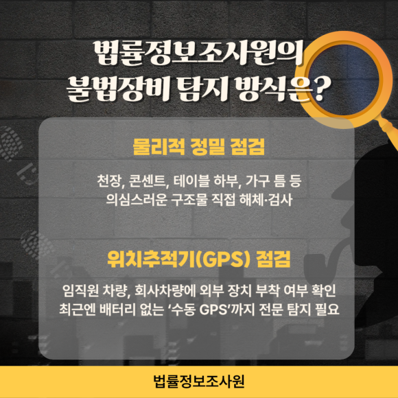 회사 내 불법장비 점검은 필수입니다. - 불법 장비 탐지 전문 기관인 법률정보조사원은 관련 이미지