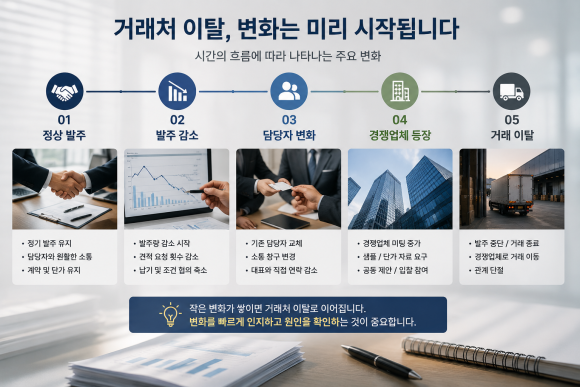 오래 거래한 거래처가 갑자기 경쟁사로 넘어갔다면, 가격 때문이라고 단정하지 마십시오 - 몇 년 동안 별문제 없이 거래하던 업체가 있습니다 관련 이미지
