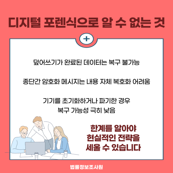 디지털 포렌식으로 알 수 있는 것 vs 알 수 없는 것 - 디지털 포렌식이 효과적이진 하지만, 가능한 범위가 정해져 있습니다 관련 이미지